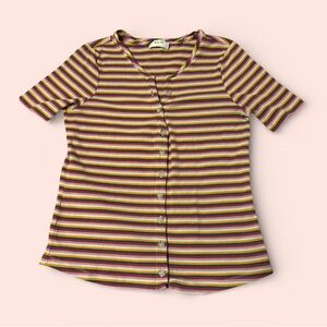 Maeve Womens Sz M Striped Button Up Shirt - Multicolor EUC